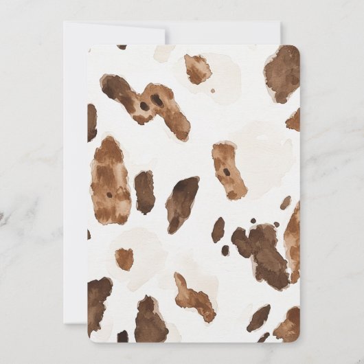 Invitation Chocolat Brown crémeux Vache Imprimer Animal Anniv (Dos)