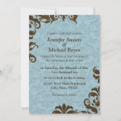 Invitation Chocolat Brown et bleu Damas (Dos)