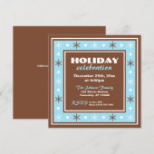 Invitation Chocolat Brown et Blue Holiday Celebration (Devant / Derrière)