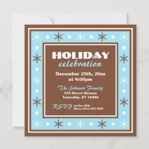 Invitation Chocolat Brown et Blue Holiday Celebration
