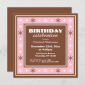 Invitation Chocolat Brown et rose fête d'anniversaire (Devant / Derrière)