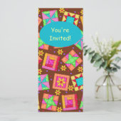 Invitation Chocolat Brown Jaune Patchwork Quilt Block Art (Debout devant)