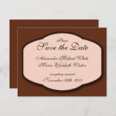 Invitation Chocolat Brown & Mariage beige Enregistrer les Dat (Devant / Derrière)