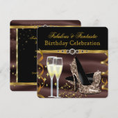 Invitation Chocolat Brown or Fabulous talons Anniversaire fêt (Devant / Derrière)