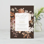 Invitation Chocolat Brown Terracotta Fête des mariées florale (Debout devant)