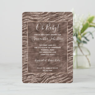 Invitation Chocolat Brown Zebra Parties scintillant Baby show