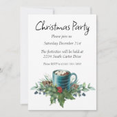 Invitation Chocolat chaud avec verdure Holly et hiver (Devant)