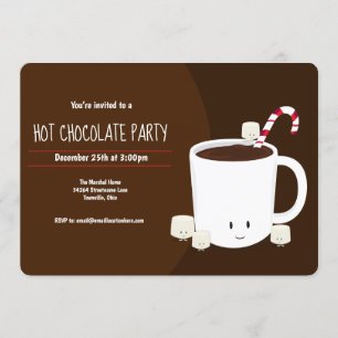 Invitation Chocolat chaud Brown Noël fête horizontale