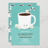 Invitation Chocolat chaud chocolat chaud Noël fête Turquoise (Devant / Derrière)