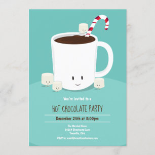 Invitation Chocolat chaud chocolat chaud Noël fête Turquoise