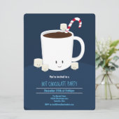 Invitation Chocolat chaud Chocolat Chocolat Bleu Blanc Noël (Debout devant)