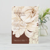 Invitation Chocolat chaud Crème Brown Fête des mariées floral (Debout devant)