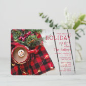 Invitation Chocolat chaud de la fête de vacances Red Plaid |  (Debout devant)