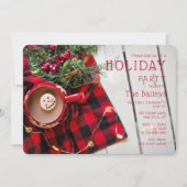 Invitation Chocolat chaud de la fête de vacances Red Plaid |  (Devant)