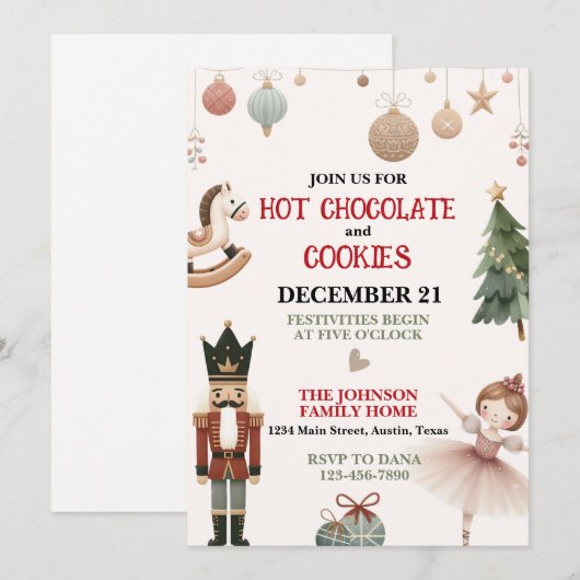 Invitation Chocolat chaud et biscuits fête de Noël (Devant / Derrière)
