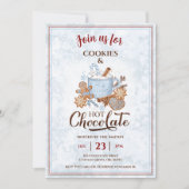 Invitation Chocolat Chaud Et Cookies Fête de Noël Bleu (Devant)