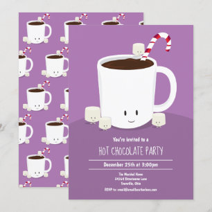 Invitation Chocolat chaud Lavande de cacao chaud fête de Noël