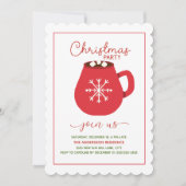 Invitation Chocolat Chaud Rouge Blanc Fête de Noël en Dentell (Devant)