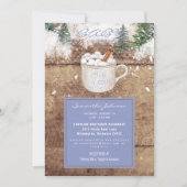 Invitation Chocolat chaud Rustique Baby C'est Froid Bleu Douc (Devant)