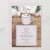 Invitation Chocolat chaud Rustique Baby C'est Froid Douche ro (Devant / Derrière)