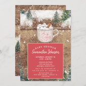 Invitation Chocolat chaud rustique bébé Il fait froid douche  (Devant / Derrière)