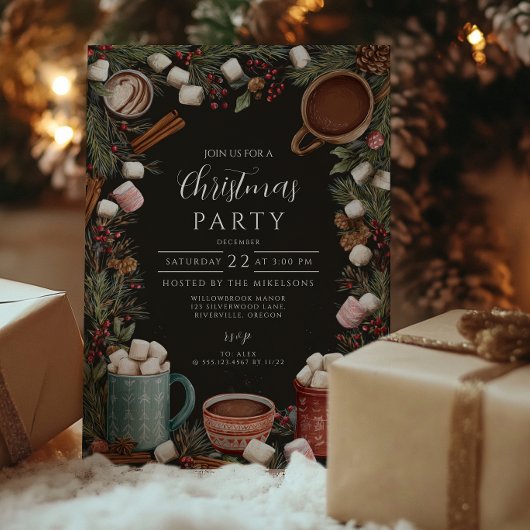 Invitation Chocolat Chaud Rustique de Noël