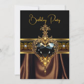 Invitation Chocolat d'anniversaire élégant Or coeur noir (Devant)