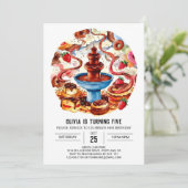 Invitation Chocolat de fontaine colorée Anniversaire (Debout devant)