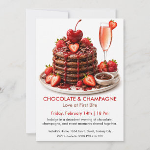 Invitation Chocolat et Champagne - Dessert Romantique