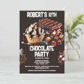 Invitation Chocolat fête glace gaufre sundae dessert (Debout devant)
