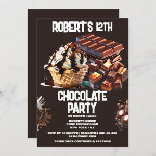 Invitation Chocolat fête glace gaufre sundae dessert