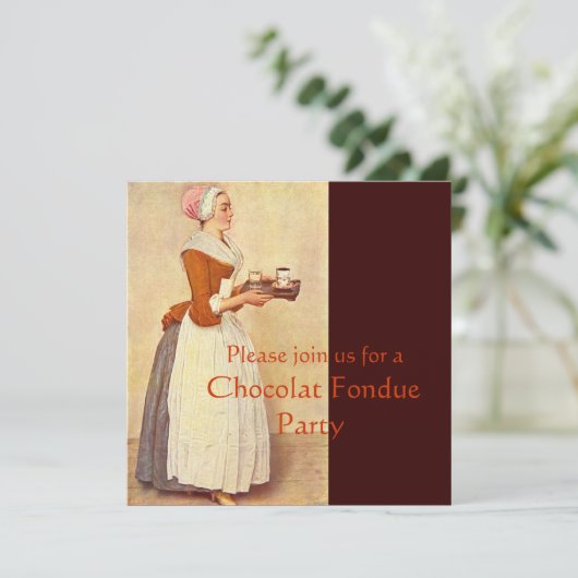 INVITATION CHOCOLAT FONDUE DÎNER FÊTE (Debout devant)