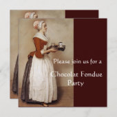 INVITATION CHOCOLAT FONDUE DÎNER FÊTE (Devant / Derrière)