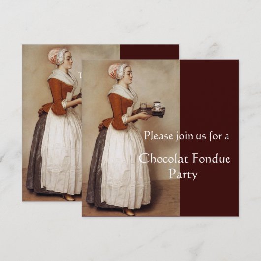 INVITATION CHOCOLAT FONDUE DÎNER FÊTE (Devant / Derrière)