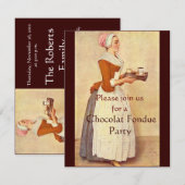 INVITATION CHOCOLAT FONDUE DÎNER FÊTE (Devant / Derrière)