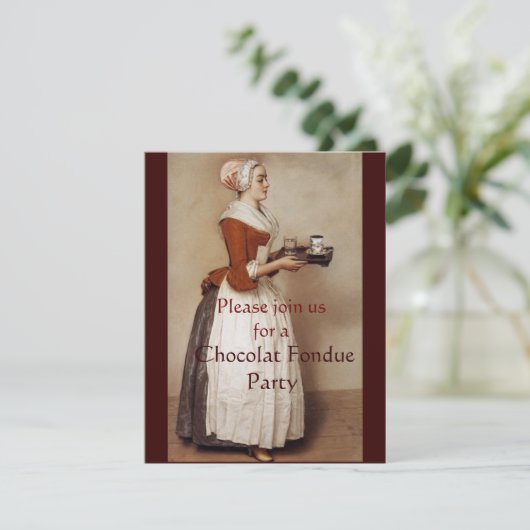 INVITATION CHOCOLAT FONDUE DÎNER FÊTE (Debout devant)