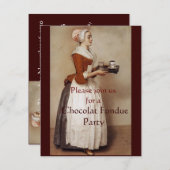 INVITATION CHOCOLAT FONDUE DÎNER FÊTE (Devant / Derrière)