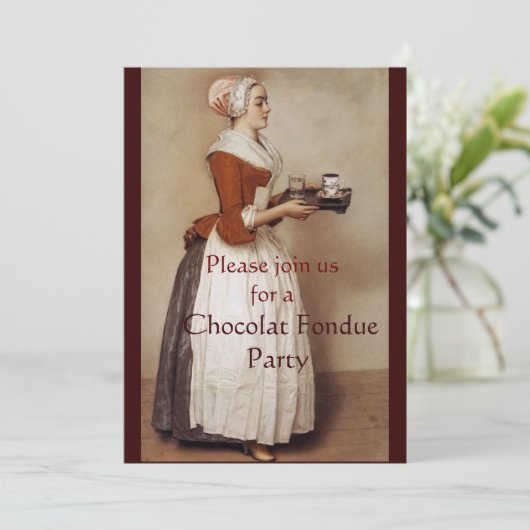 INVITATION CHOCOLAT FONDUE DÎNER FÊTE (Debout devant)