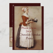 INVITATION CHOCOLAT FONDUE DÎNER FÊTE (Devant / Derrière)