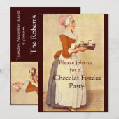 INVITATION CHOCOLAT FONDUE DÎNER FÊTE (Devant / Derrière)
