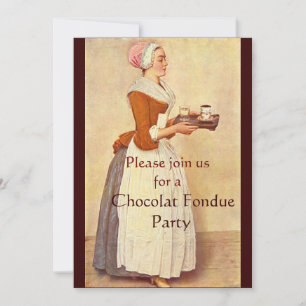 INVITATION CHOCOLAT FONDUE DÎNER FÊTE