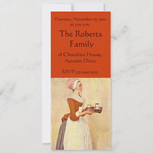 INVITATION CHOCOLAT FONDUE DÎNER FÊTE (Dos)