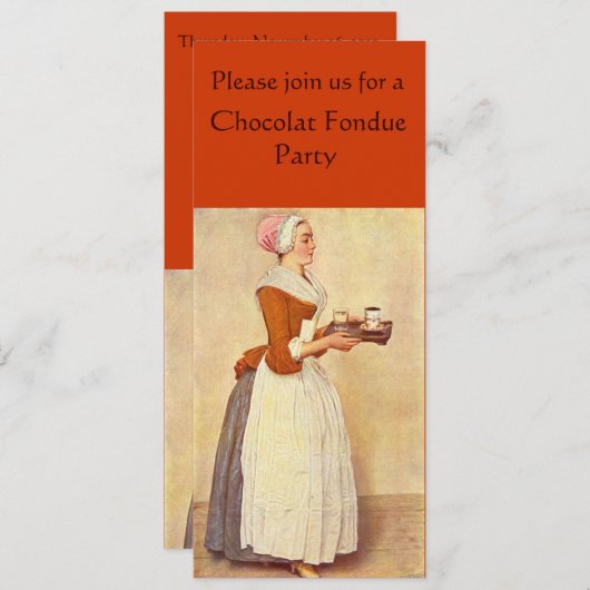 INVITATION CHOCOLAT FONDUE DÎNER FÊTE (Devant / Derrière)