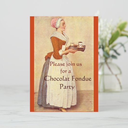 INVITATION CHOCOLAT FONDUE DÎNER FÊTE (Debout devant)
