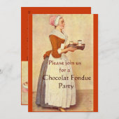 INVITATION CHOCOLAT FONDUE DÎNER FÊTE (Devant / Derrière)