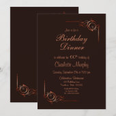 Invitation Chocolat Gold Floral Leaf 60e anniversaire Dîner (Devant / Derrière)