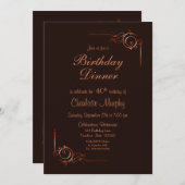 Invitation Chocolat Gold Floral Leaf Dîner de 40e anniversair (Devant / Derrière)