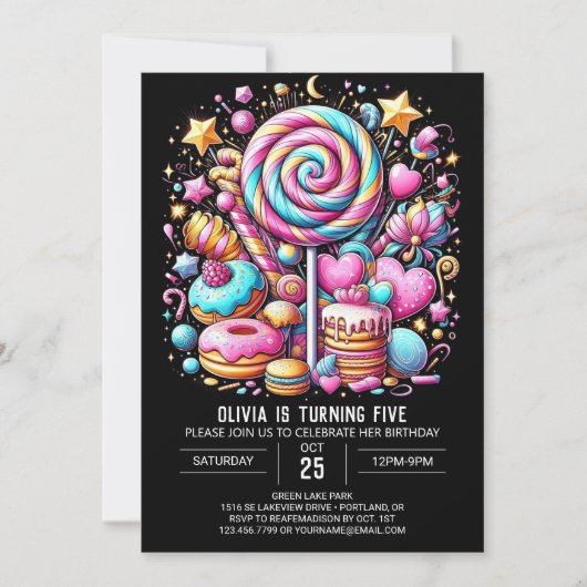 Invitation Chocolat Happy Candyland Digital Anniversaire (Devant)