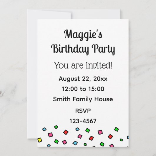 Invitation Chocolat Labrador Confetti fête d'anniversaire (Dos)