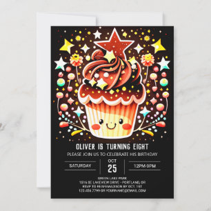 Invitation Chocolat magique Muffin Anniversaire
